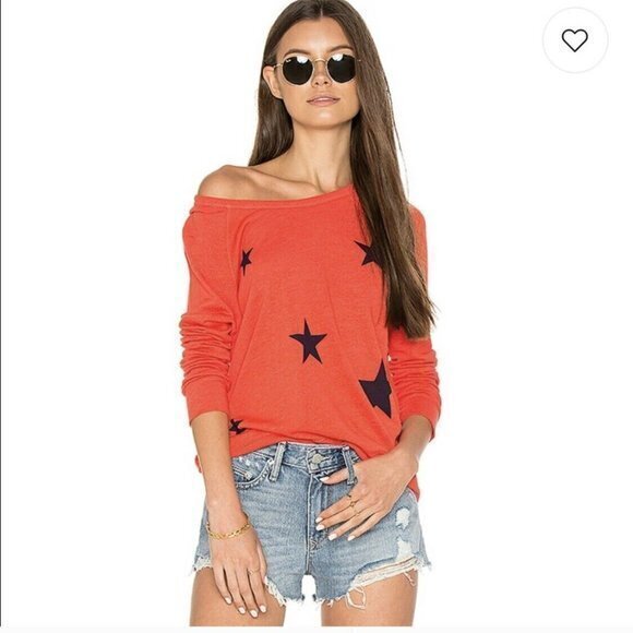Sundry Tops - NEW Sundry RED Star Print Pullover Sweatshirt Top Womens Size 3 US Size L‎